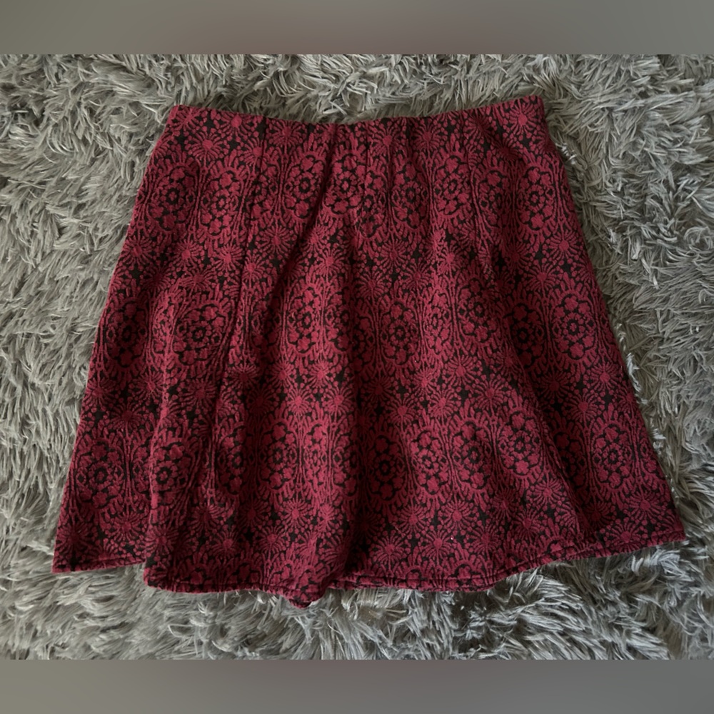 Burgundy Mini Skater Skirt